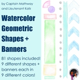 Watercolor Geometric Shapes and Banners