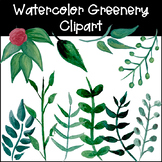 Hand Painted Watercolor Greenery Clipart