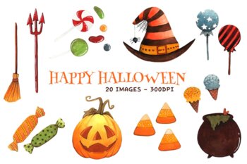 Preview of Watercolor Halloween Clipart Items