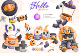 Watercolor Halloween Decor clipart Sublimation