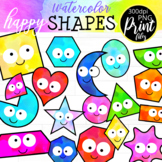 Watercolor Happy Shapes Colorful Rainbow Clipart