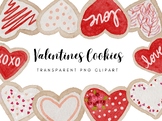 Watercolor Heart Shaped Valentines Day Cookie Clipart PNG