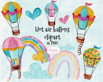 Hot Air Balloon Watercolor Clipart Kids Clipart Nursery 