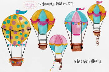 Hot Air Balloon Watercolor Clipart Kids Clipart Nursery 