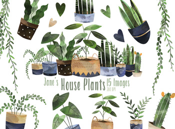Preview of Watercolor House Plants Clipart