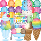 Watercolor Ice Cream Sundae Cone Clipart - Ice Cream Clipart