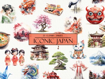 Preview of Watercolor Iconic Japan Clipart