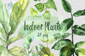 Preview of Watercolor Indoor Plants Clip Art Set