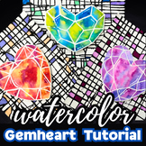 Watercolor & Ink Gem Hearts, Valentines Day Art Craft, Mid