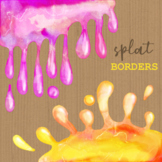 Watercolor Ink Paint Splat Page Border Decorations Clipart