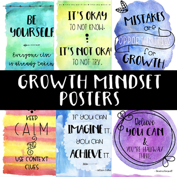 Growth Mindset Posters for Watercolor Theme by The 