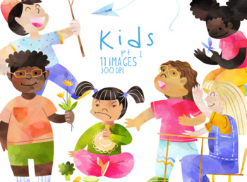 Preview of Watercolor Kids Clipart