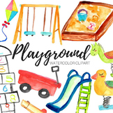 Watercolor Kids Playground Clipart