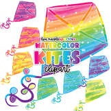 Watercolor Kites Clipart Rainbow Spring Summer Flying Kite