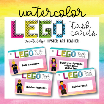 Preview of Watercolor Building Block task cards |  Makerspace Distance Learning