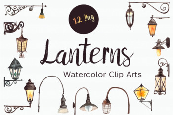 Preview of Watercolor Lanterns Clip Art Set