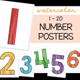 Watercolor Large Number Posters 1 - 20