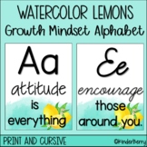 Watercolor Lemon Growth Mindset Alphabet Posters