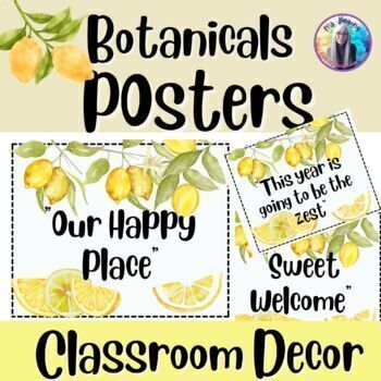 Preview of Watercolor Lemon Motivational Quotes Editable Classroom Decor