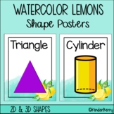 Watercolor Lemons 2D & 3D Shape Posters