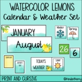 Watercolor Lemons Calendar Time & Weather Set