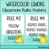 Watercolor Lemons Classroom Rules Posters