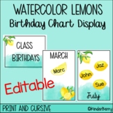 Watercolor Lemons Happy Birthday Chart