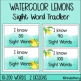 Watercolor Lemons Sight Word Tracker Display