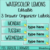 Watercolor Lemons Sterilite Drawer Labels Editable