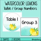 Watercolor Lemons Table Numbers & Classroom Labels