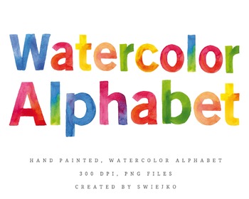 Preview of Watercolor Letters, hand painted alphabet clipart, ABC