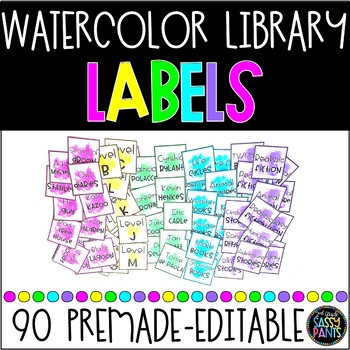 Preview of Target Adhesive Pocket Labels | Watercolor Labels | Library Labels | EDITABLE