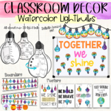 Watercolor Lightbulb bulletin board and Classroom decor