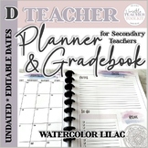 Watercolor Lilac Teacher Planner with Editable Dates (D)