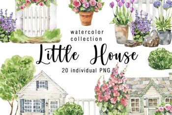 Watercolor Little House Clipart by Nice Clipart | TPT