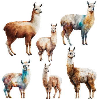 Preview of Watercolor Llamas Clipart