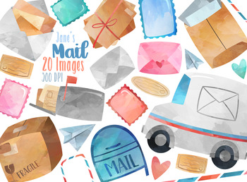 Preview of Watercolor Mail Clipart
