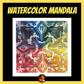 Preview of Watercolor Painting Color Theory Color Wheel Mandala Middle and High School Art