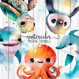 Watercolor Marine Animals - Transparent Clipart Illustrations