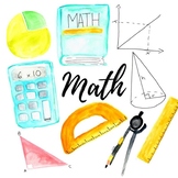 Watercolor Math Clipart