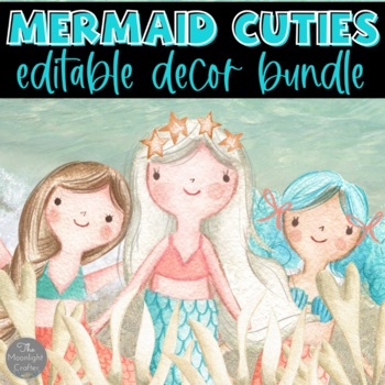 MERMAID Classroom Decor Bundle UNDER THE SEA Theme Ocean Decorations  Editable