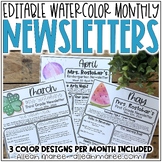 Watercolor Monthly Newsletter Templates - EDITABLE
