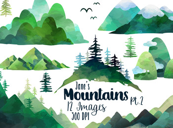 Preview of Watercolor Mountains Clipart