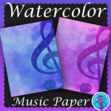 Watercolor Music Backgrounds Digital Papers with Treble Clef