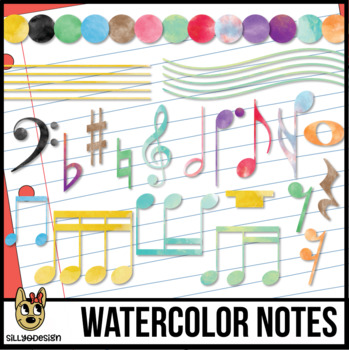 Preview of Watercolor Music Notes Clip Art
