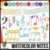 Watercolor Music Notes Clip Art