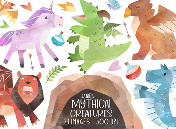 Preview of Watercolor Mythical Creatures Clipart