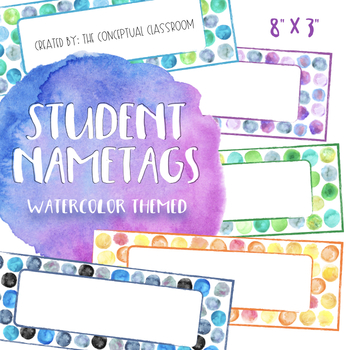 Editable Dot Watercolor Nametags Student Desk Name Tags Tpt