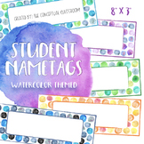EDITABLE Dot Watercolor Nametags - Student Desk Name Tags