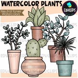Watercolor Neutral Tone Plants Clip Art Mini Set {Educlips